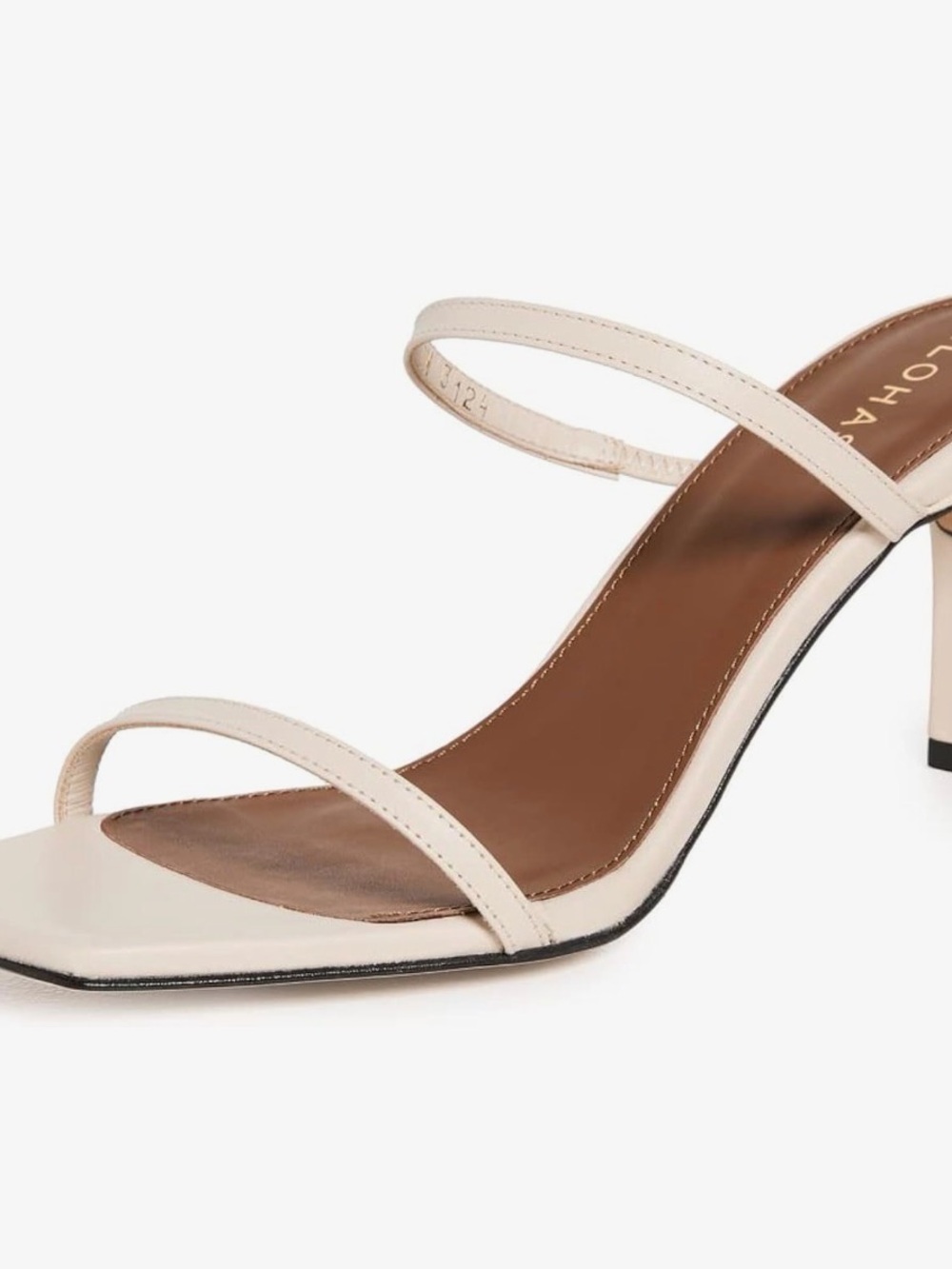 ALOHAS Cannes Beige Strappy Square-Toe Mid Heel Sandal